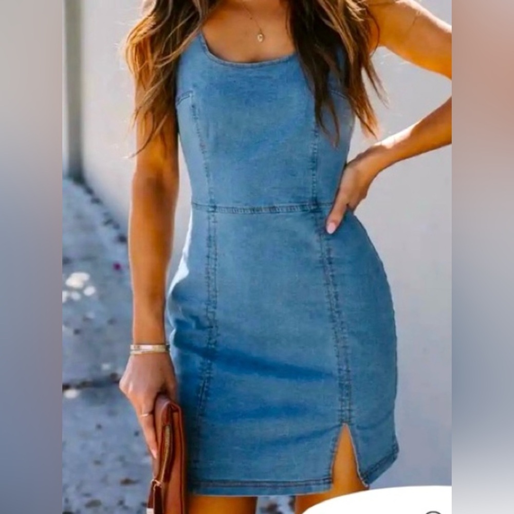 Fitted bodycon demin mini dress